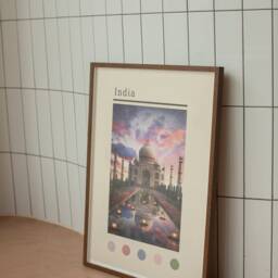 Taj Mahal Print India Travel Poster, Landmark Wall Art - thumbnail 3