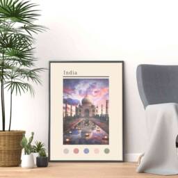 Taj Mahal Print India Travel Poster, Landmark Wall Art - thumbnail 1