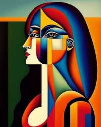 Cubist Woman Abstract Portrait Rug Design & Tile Mat - thumbnail 4