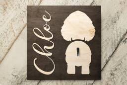 Leash Holder Sign Golden Retriever Personalized Name - Custom Wood 4387
