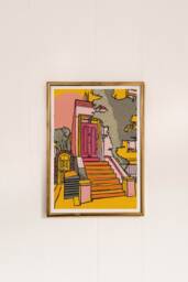 Kensington Pink Door Art Print London Travel Illustration - thumbnail 1