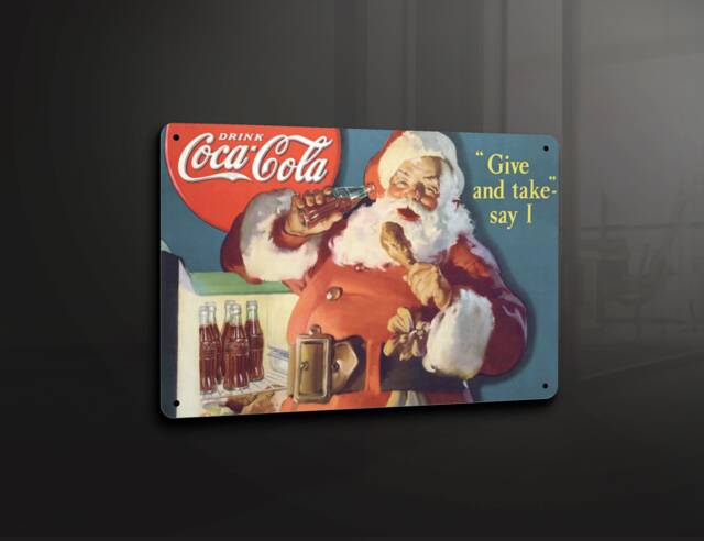 Coca Cola Coke Father Christmas Santa Xmas - Metal Sign Plaque Wall Art Decor Signage