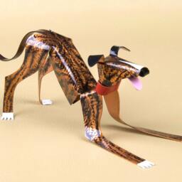 Greyhound Sculpture, Handmade Copper Miniature Figurine - thumbnail 2