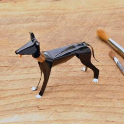 Greyhound Sculpture, Handmade Copper Miniature Figurine - thumbnail 4