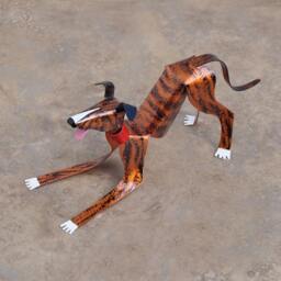 Greyhound Sculpture, Handmade Copper Miniature Figurine - thumbnail 1