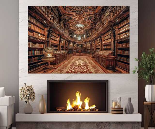 Library Canvas Print, Wall Art, Abstract Librarian Gift, Painting, Framed & Ready To Hang - image 1