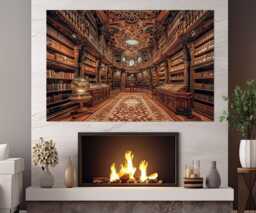 Library Canvas Print, Wall Art, Abstract Librarian Gift, Painting, Framed & Ready To Hang - thumbnail 1