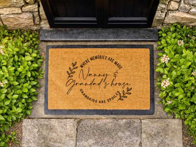 Personalized Nanny & Grandad - Spoiled Kids Welcome Coir Floor Mat - image 1