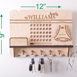 Personalized Wood Calendar Key Holder, Texas Style Housewarming Gift - thumbnail 4