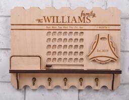 Personalized Wood Calendar Key Holder, Texas Style Housewarming Gift