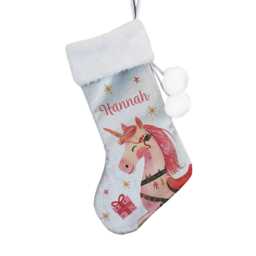 Baby Girls Christmas Stocking Pink Unicorn Personalised Xmas Stocking For Children - thumbnail 3