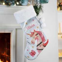 Baby Girls Christmas Stocking Pink Unicorn Personalised Xmas Stocking For Children - thumbnail 2