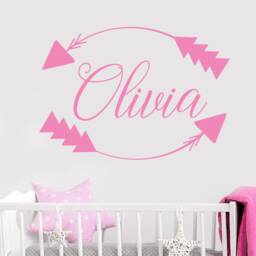 Personalized Name Wall Decal - Girls Arrow Nursery Girl Decor Room -Custom Vinyl Dm145 - thumbnail 1