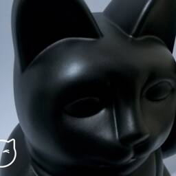 Black Lucky Cat Hand Painted Maneki Neko - 7 Inch - thumbnail 2