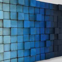 Blue Ombre Reclaimed Wood Wall Art - Sound Diffuser - thumbnail 3