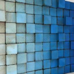 Blue Ombre Reclaimed Wood Wall Art - Sound Diffuser - thumbnail 2