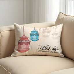 Ramadan Kareem Cushion Cover, Arabic Calligraphy Lantern Pillowcase, Islamic Eid Sofa Case - thumbnail 2