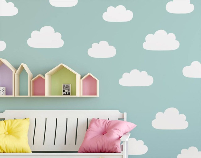 Cloud Wall Decals - Hand Drawn Decals, Nursery Vinyl Kids Bedroom Cute Stickers - image 1