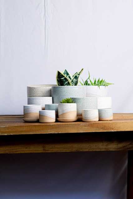 Round Bottom Planter & Saucer - Handmade Ceramic Planter- Size Options - image 1
