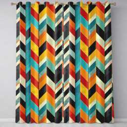 Abstract Feather Chevron Stripes Colorful Seamless Pattern Readymade Eyelet Ring Top Thermal 100% Blackout Curtains - thumbnail 2
