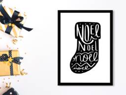 Noel Stocking - Christmas Festive Fall Holidays - Wall Print Gift Bespoke Poster A5 A4 A3 Framed - thumbnail 1