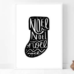 Noel Stocking - Christmas Festive Fall Holidays - Wall Print Gift Bespoke Poster A5 A4 A3 Framed - thumbnail 3