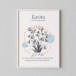 Custom Star Sign Print - Personalised Name & Birth Flower Poster - Astrology Gift For Her Zodiac Birthday Wall Decor - thumbnail 3