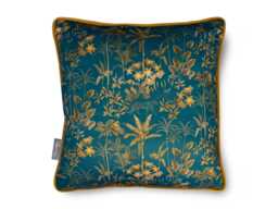 Celina Digby?? Designer Velvet Cushion Pillow Luxury Floral Animal Design Rainforest Teal With Piping Available in 3 Sizes Square Rectangular
