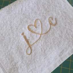 Personalised Embroidered Hand Towel With Heart, His & Hers Bathroom Wedding Anniversary Gift - thumbnail 2