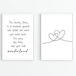Alice in Wonderland Quote Set Of 2 Prints - Wall Prints Shelf Decor - thumbnail 2