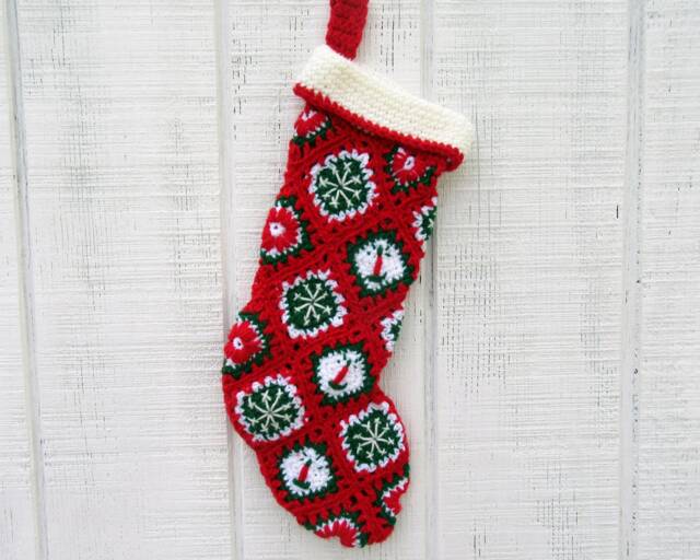 Vintage Inspired Heirloom Crocheted & Embroidered Christmas Stocking - image 1