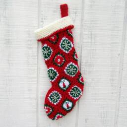 Vintage Inspired Heirloom Crocheted & Embroidered Christmas Stocking - thumbnail 2