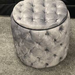 Handmade Chesterfield Velvet Footstool Round Coffee Table Puffy - thumbnail 2