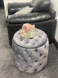 Handmade Chesterfield Velvet Footstool Round Coffee Table Puffy