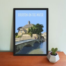 Bourton-On-The-Water Poster - Retro Style Cotswolds Travel Print - thumbnail 1