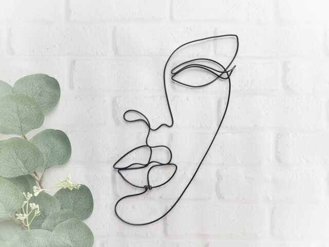 Female Portrait Wire Sculpture Wall Hanging Single Line Art Decoration Profile Woman Face Decor Minimalist Simple Modern Elegant Beauty - image 1