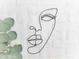 Female Portrait Wire Sculpture Wall Hanging Single Line Art Decoration Profile Woman Face Decor Minimalist Simple Modern Elegant Beauty - thumbnail 1
