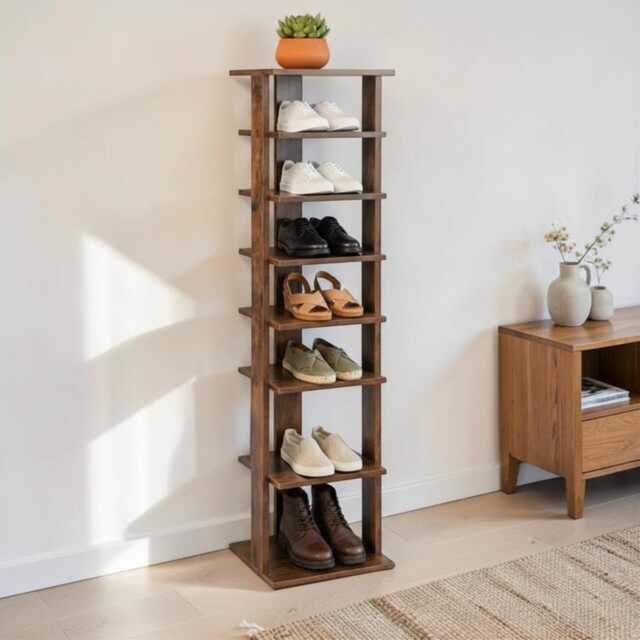 8-Tier Slim Vertical Shoe Rack Narrow Space Saving Storage Organizer With Removable Shelves - image 1