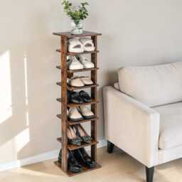 8-Tier Slim Vertical Shoe Rack Narrow Space Saving Storage Organizer With Removable Shelves - thumbnail 3