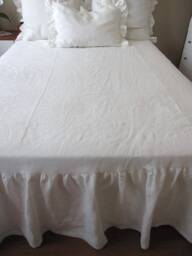 Twin Queen King Bedspread 18 19 20 23 27 32 Inch Drop Split Corner Skirted Coverlet Oatmeal Linen Ruffled Bed Cover Custom Turkish Bedding - thumbnail 4