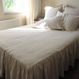 Twin Queen King Bedspread 18 19 20 23 27 32 Inch Drop Split Corner Skirted Coverlet Oatmeal Linen Ruffled Bed Cover Custom Turkish Bedding - thumbnail 2