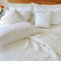 Queen/standard Size Pillowcases French Linen Shabby Chic Decor Wedding/Christmas Gift White - thumbnail 2