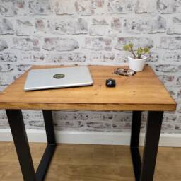 Stylish Rustic Desk & Monitor Stand - Industrial Steel Legs - thumbnail 2
