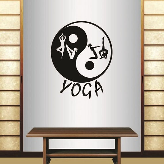 In-Style Decals Wall Vinyl Decal Home Decor Art Sticker Yoga Word Yin Yang Symbol Girl Woman Pose Exercises Gym Removable Design 250 - image 1