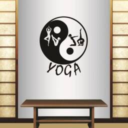 In-Style Decals Wall Vinyl Decal Home Decor Art Sticker Yoga Word Yin Yang Symbol Girl Woman Pose Exercises Gym Removable Design 250 - thumbnail 1