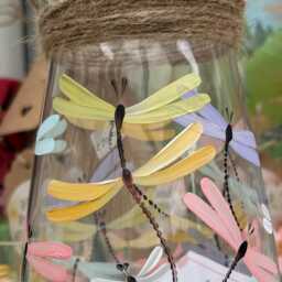 Hand Painted Glass Vase With Pastel Coloured Dragonflies - thumbnail 2