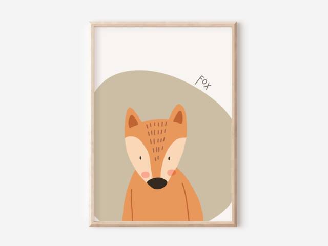 Kids Fox Nursery, Bedroom Or Playroom Print. Cute Animal Print - Print Only - image 1
