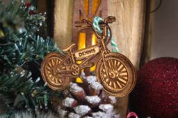 Personalised Bmx Bike Christmas Ornament Wood Custom Bauble Laser Engrave Rustic Wooden Name Decoration Bmx Riders Gift Cycle Stunt - thumbnail 1