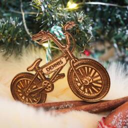 Personalised Bmx Bike Christmas Ornament Wood Custom Bauble Laser Engrave Rustic Wooden Name Decoration Bmx Riders Gift Cycle Stunt - thumbnail 3