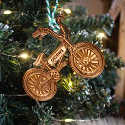 Personalised Bmx Bike Christmas Ornament Wood Custom Bauble Laser Engrave Rustic Wooden Name Decoration Bmx Riders Gift Cycle Stunt - thumbnail 2